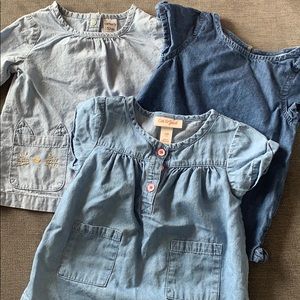 3 Baby Girl 12 month Jean tops